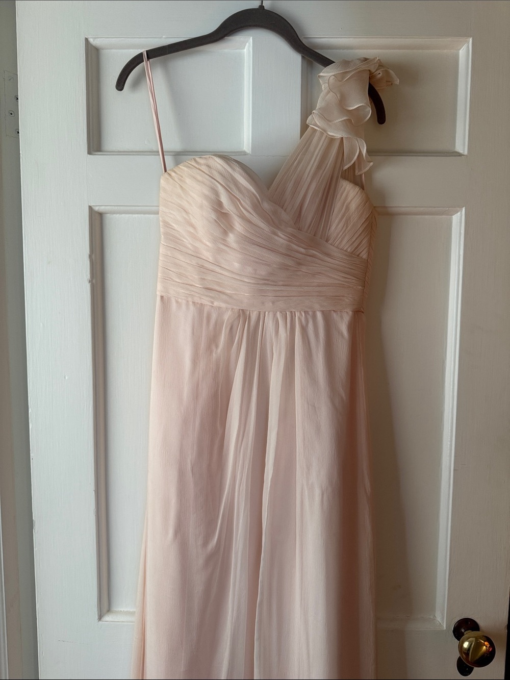 Amsale Blush Pink One-Shoulder Chiffon Maxi Dress